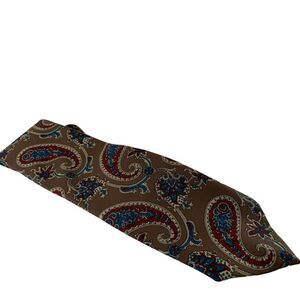 Sergio Men's Tan Blue burgundy paisley made in USA Vintage Silk Neck tie